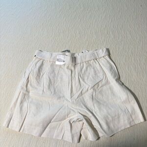 NINE WEST White Belted Linen Shorts